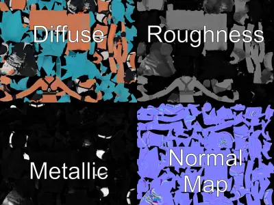 Energetic BlueHaired Athlete Rigged and Animated Low-poly 3D model