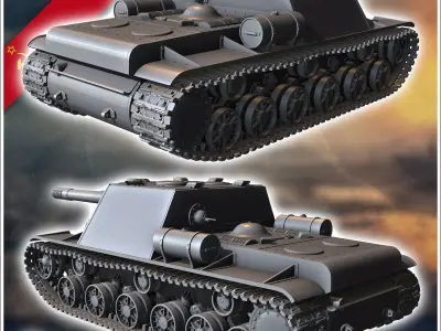 KV-7 U-18 152mm - Soviet army WW2 Second World East front Ostfro 3D print model