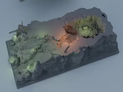 Troll Cave Tabletop Terrain 28 mm 3D print model
