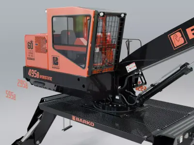 Knuckleboom Log Loader model 495B - 595B and 295B Low-poly 3D model