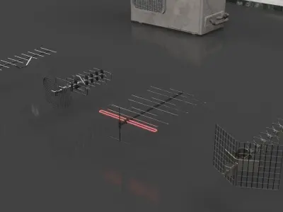 Rooftop collection Low-poly 3D model