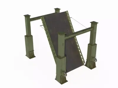Modern architectural steel suspension bridge 3D model