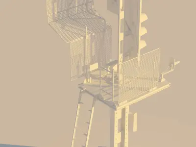 Railway Traffic Light Low-poly 3D model