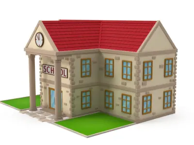 Cartoon school Low-poly 3D model