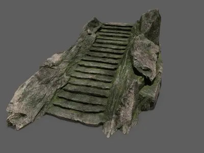 Stairs set of made from rocks Low-poly 3D model