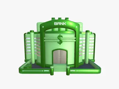 SciFi Bank A06 Green - Sci Fi Exterior Design Low-poly 3D model