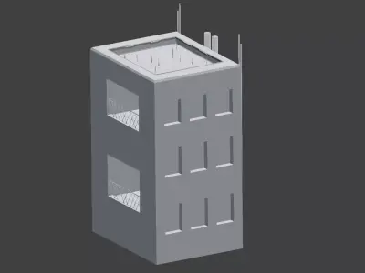 Low Poly Building  Rooftop Lounge Club Low-poly 3D model