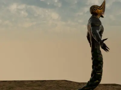 Warframe Monster Persona low poly and high poly Low-poly 3D model