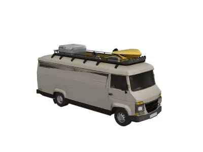 Food Truck low poly Mobile Street Food Kitchen Vehicle Low-poly 3D model