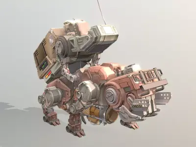 CYBORG Robotic BULLDOG Bull Attack fbx png 3D model