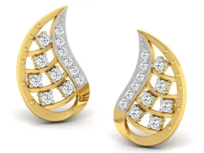 Gold Diamond Women Earring 3D print Model 3D print model 67