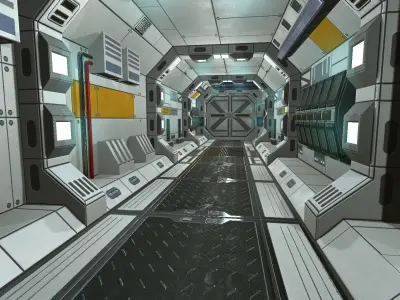 SciFi Corridor Set  Low-poly 3D model