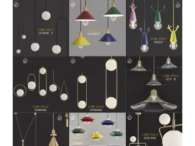 Pendant Lamp collection 3d model Low-poly 3D model