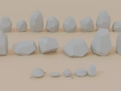 Stylized Low-Poly Rock Pack 19 Game-Ready Assets Low-poly 3D model