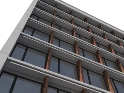 Modern office building No1 Low-poly 3D model