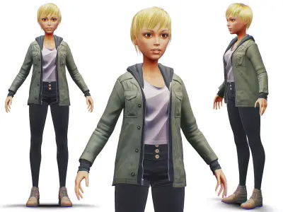 Young Woman - Smart Casual Clothes - Chic Street Style Outfit HP 3D model