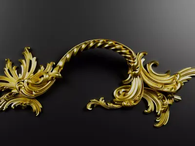 Ornate Baroque Door Handle  Drawer Pull 3D Print Ready STL 3D print model