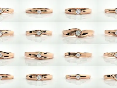 90 Single diamond Women solitaire ring stl render detail  3D Model Pack