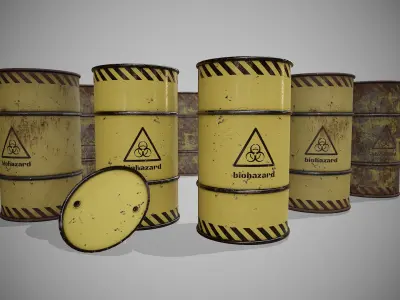 Barrels biohazard  set Low-poly 3D model