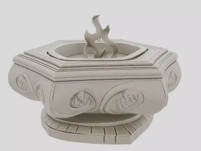 Fantasy Stone Temple Brazier for 3D print Low-poly 3D model