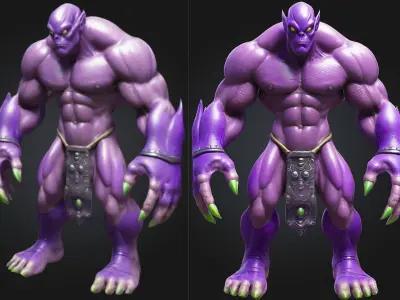 Stylized Alien Brute Monster Low-poly 3D model