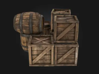 Barrels and Crates Collection  Classic Storage Props 3D model