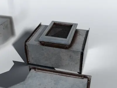 Venvilation Set metal structure with pipe in middle Low-poly 3D model