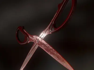 Scissors Rigged And Animated Bloody Version Low-poly 3D model
