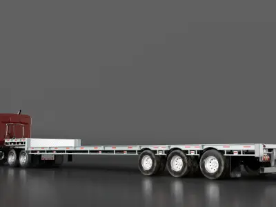  Freight Truck with Flatbed Semi Trailer 