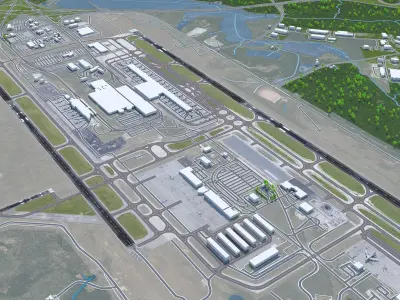 Raleigh Durham Airport Low-poly 3D model