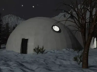 Winter Village Of Geodesic Domes 3D model