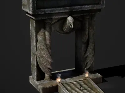 Game ready ancient gate Low-poly 3D model