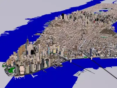 New York Manhattan 10x15km 3D City Map 3D model