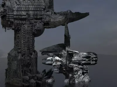 Alien Ocean Relay Station Tower 3 Kitbash  3D model