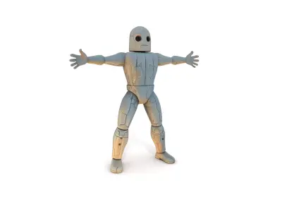 Friendly Stone Golem in Bright Cave Low-poly 3D model