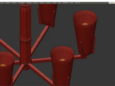 Upton 6 Light Chandelier Aged Brass Finish Low-poly 3D model