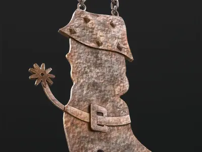 Old sign for a shoemakers shop Low-poly 3D model