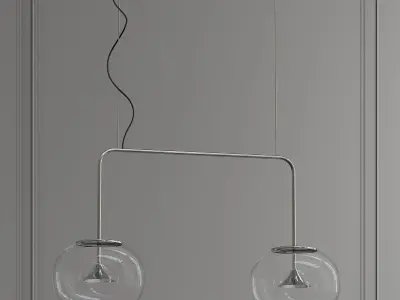 ALIVE pendant light with two glass globes hanging from it 3D model