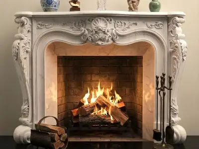  Classic Fireplace - High Quality 3D Model 03 3D model