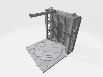  -MHB01F- Mecha Hangar Bay Base and Wall SET 01 Fixture 3D print model
