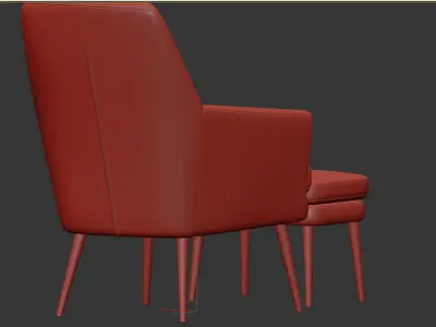 Chisa High grey upholstered armchair with footrest Actona 3D model