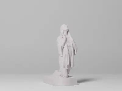 The Annunciation Sculpture VR AR Mobile-ready Game-ready Low-poly 3D model