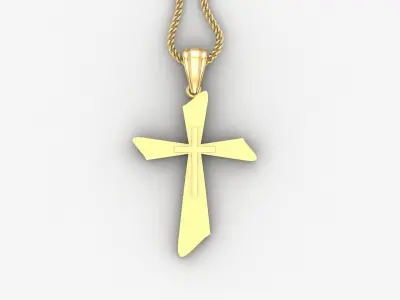Light Gold 18K Cross Pendant 2CP023 3D print model