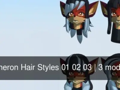 Acheron Hair Styles 01 02 03 3D Model Pack