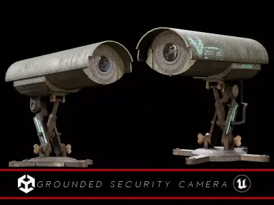 Sci-Fi Grounded Security Camera Low-poly 3D model