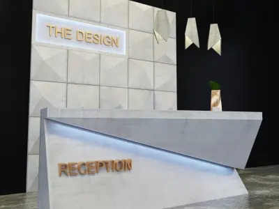 Reception bar counter with lights 3D model
