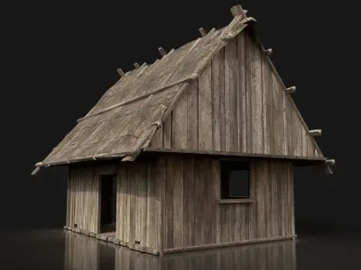 Next Gen AAA Simple Thatched Hut Cottage House Cabin Wooden Low-poly 3D model