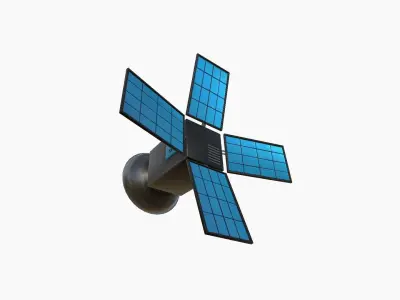 Satellite G05 Steel Blue - SciFi Space Design Low-poly 3D model