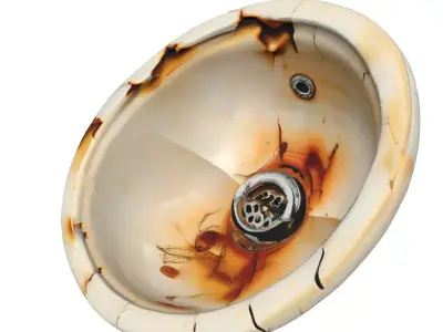 Grungy Rusted Porcelain Sink Basin Low-poly 3D model