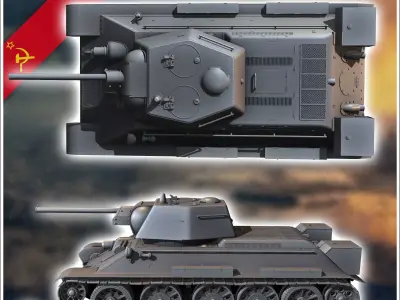 OT-34 flamethrower tank - Soviet army WW2 Second World East fron 3D print model